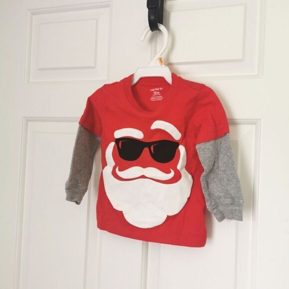 5/$10 Carter's long sleeve Christmas shirt size 12m - Picture 1 of 4
